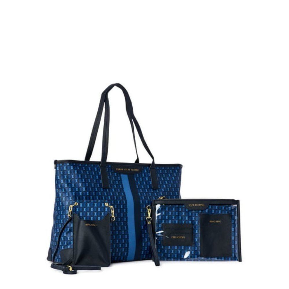 Time and Tru Women’s Tote, Organizer Pouch and Mobile Crossbody Handbag Set